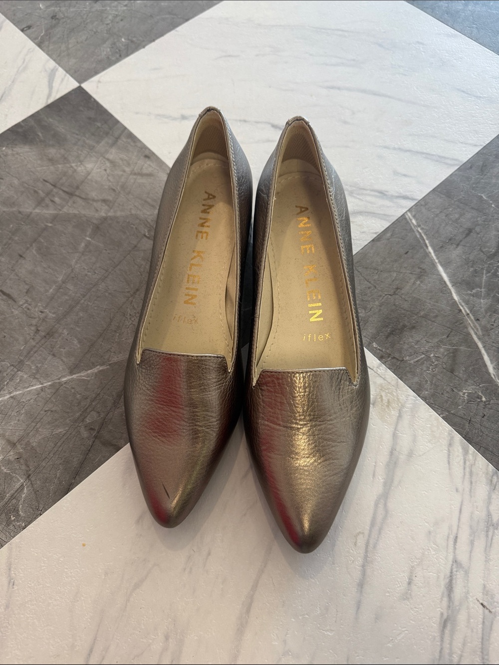 Anne Klein Metallic Pewter Pointed-Toe Flats